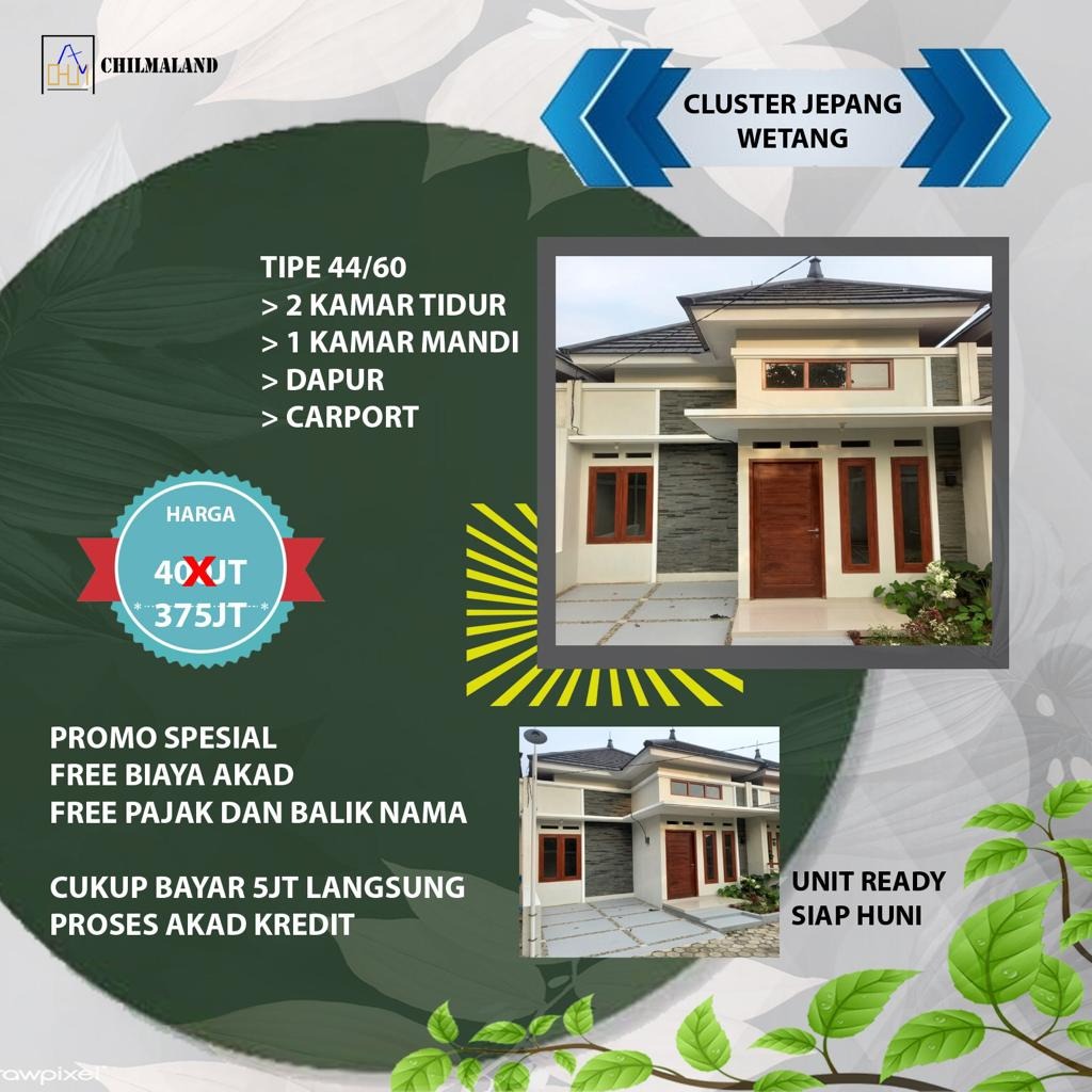 Jual Rumah New Cluster Jepang Wetan Dekat Dengan Jalan Raya