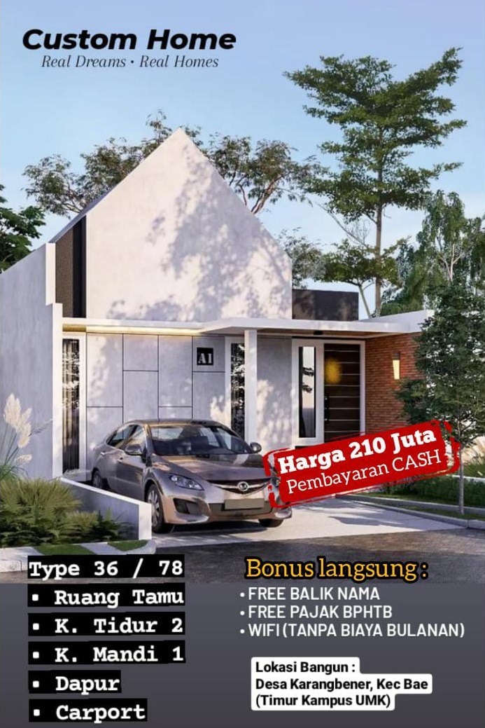 Dijual Rumah Baru Desain Modern Minimalis Harga Murah di Kudus