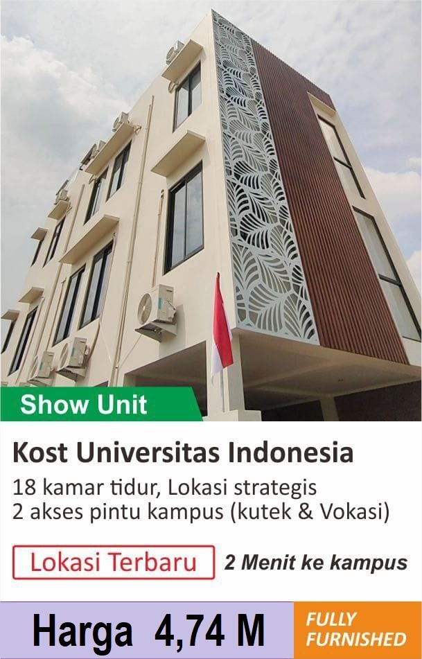 JUAL RUMAH KOST DEPOK DEKAT UI 18 KAMAR + 2 KIOS FULL FURNISH SHM