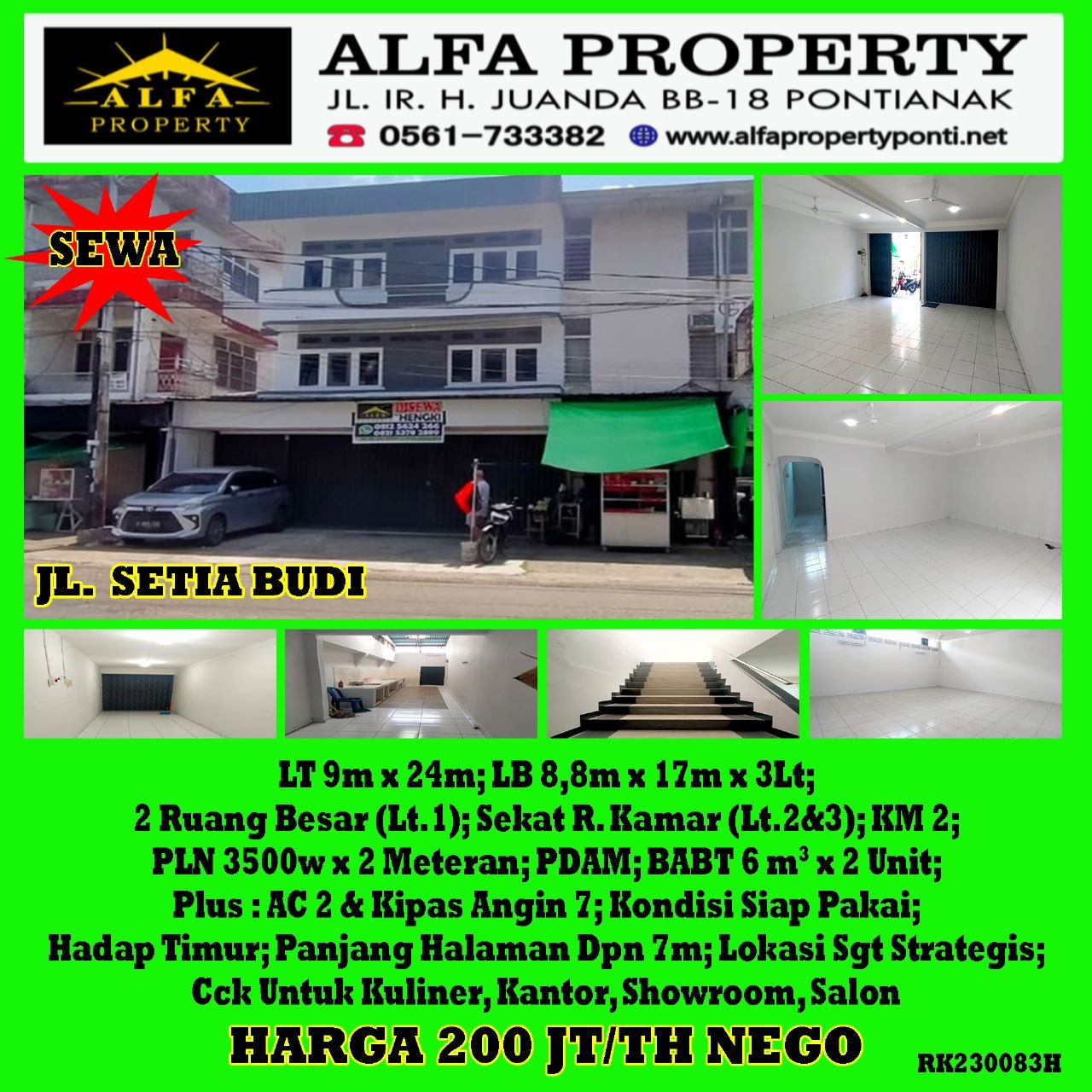 Disewakan Ruko Setia Budi Pontianak Kalimantan Barat