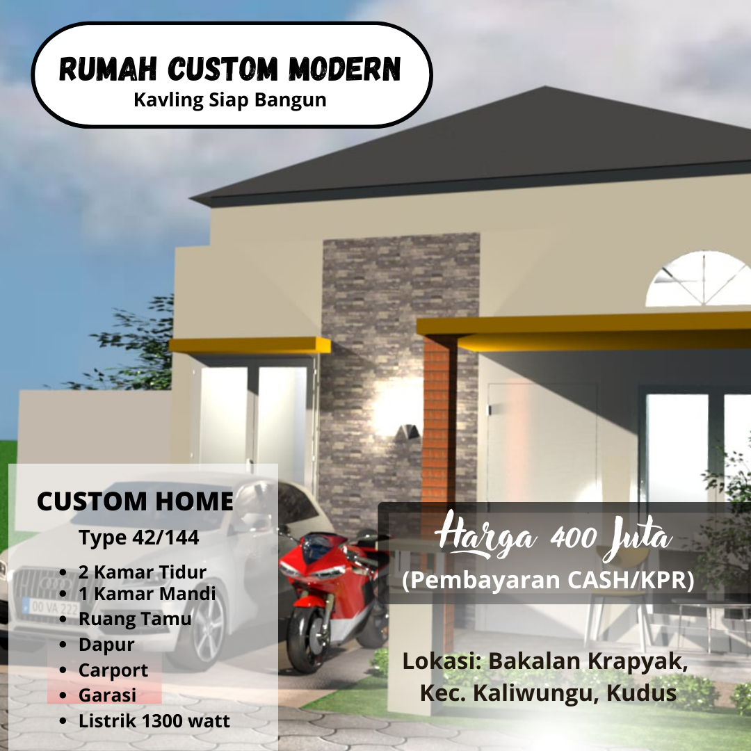 Dijual Rumah Type 42 SHM Unfurnished Desain Modern