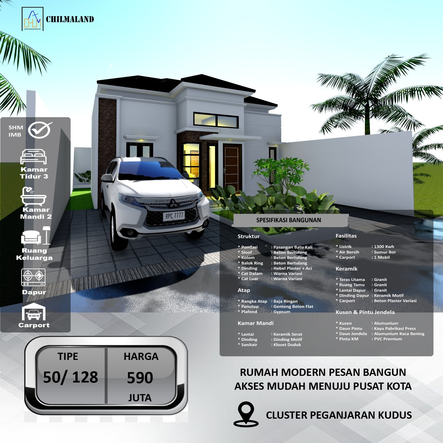 Jual Rumah Modern Desain Lokasi Cluster Peganjaran Kudus Jateng