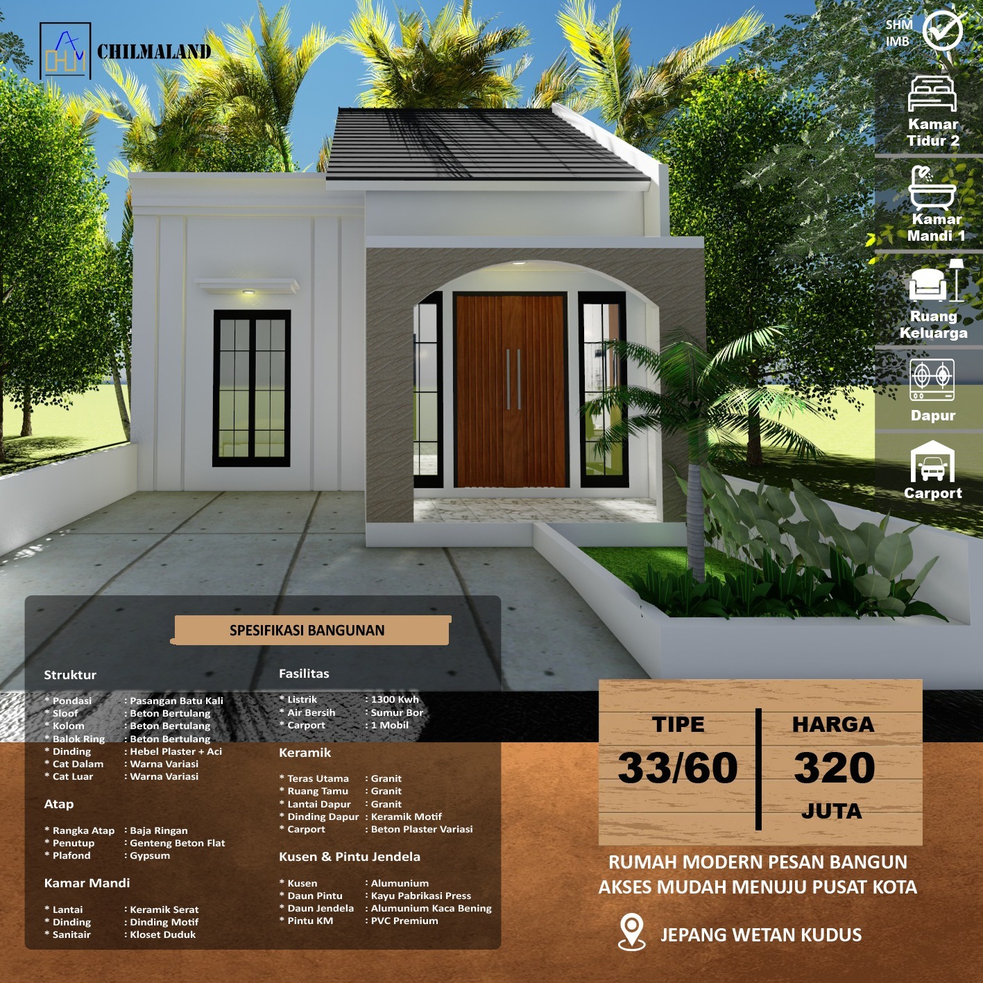 Jual Rumah Baru Dengan Desain Kekinian Modern Type 33