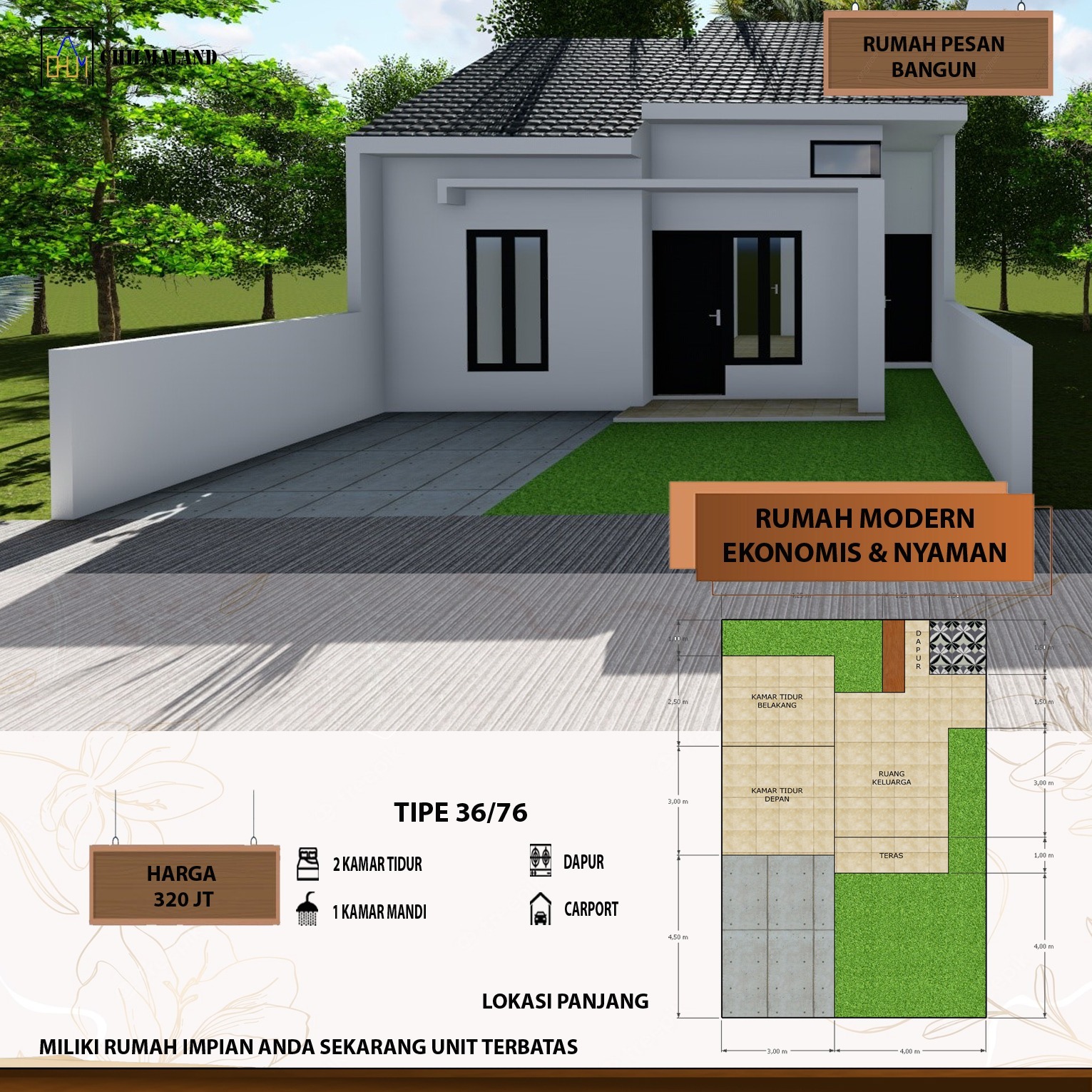 Jual Rumah Pesan Bangun Modern Minimalis Panjang Kudus Jateng
