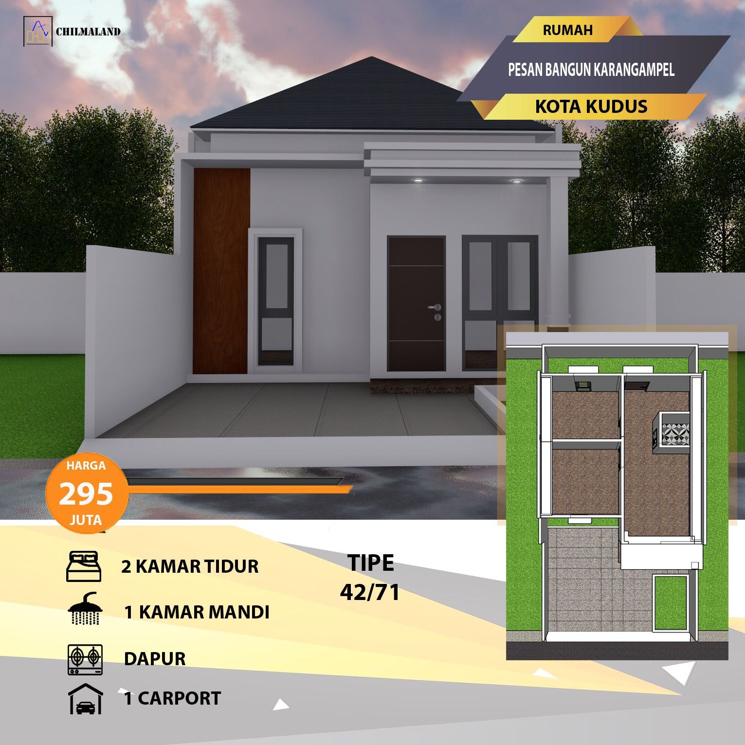 Rumah Dijual Type 42 Desain Scandinavian Modern di Karang Ampel Kudus Jateng