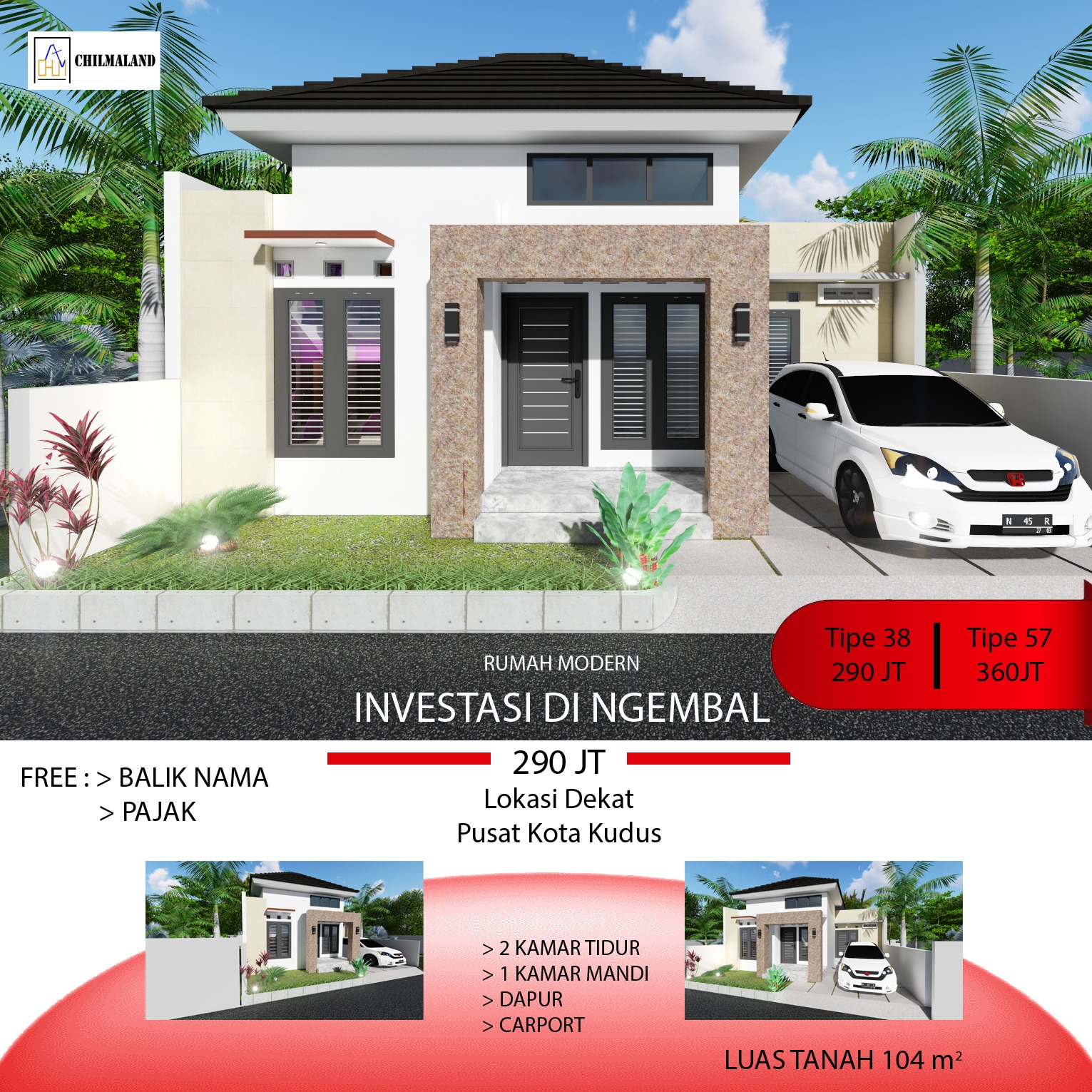 Jual Rumah Ngembal Kudus Desain Modern Minimalis
