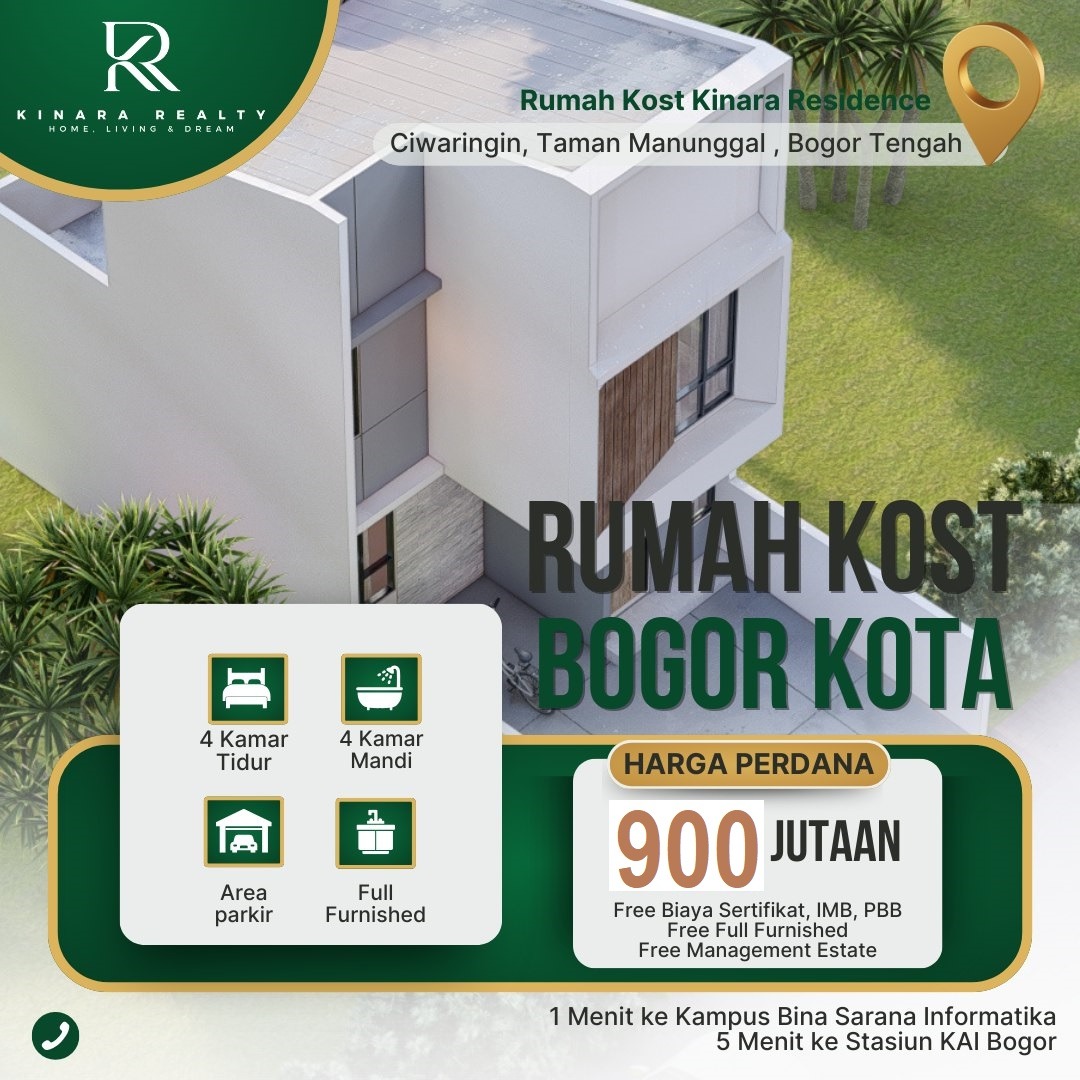 INVESTASI RUMAH KOS DEKAT STASIUN BOGOR, PASSIVE INCOME 96 JT PERTAHUN
