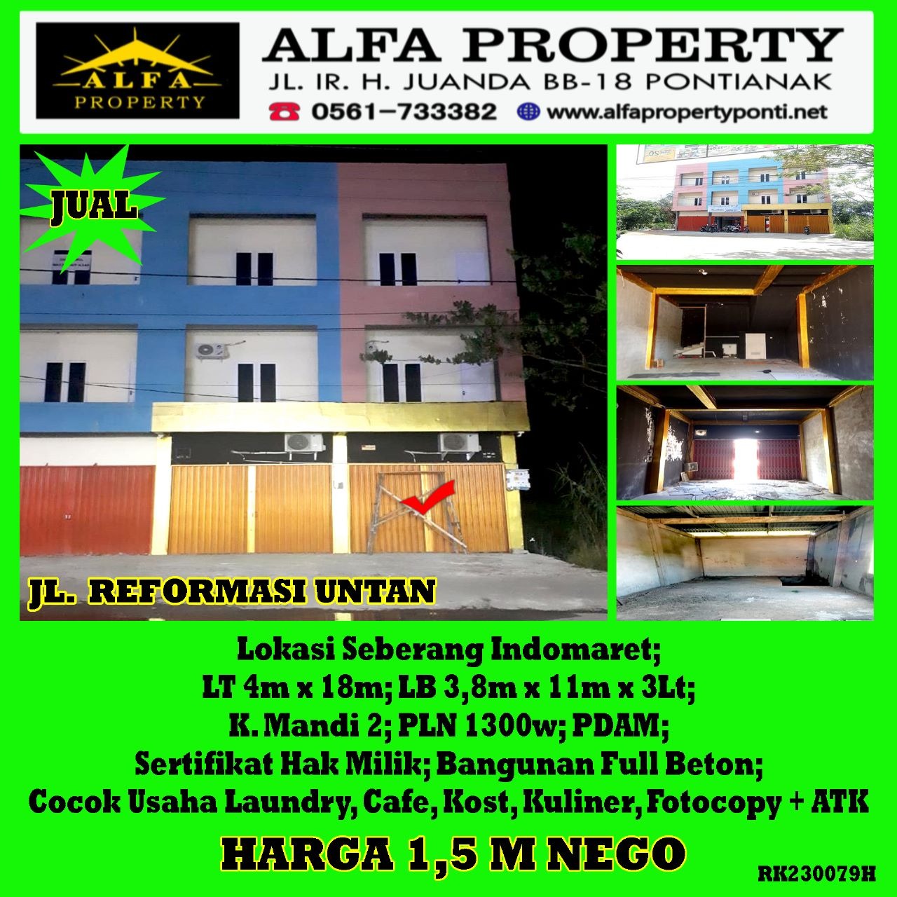 Dijual Ruko Reformasi UNTAN Pontianak Kalimantan Barat