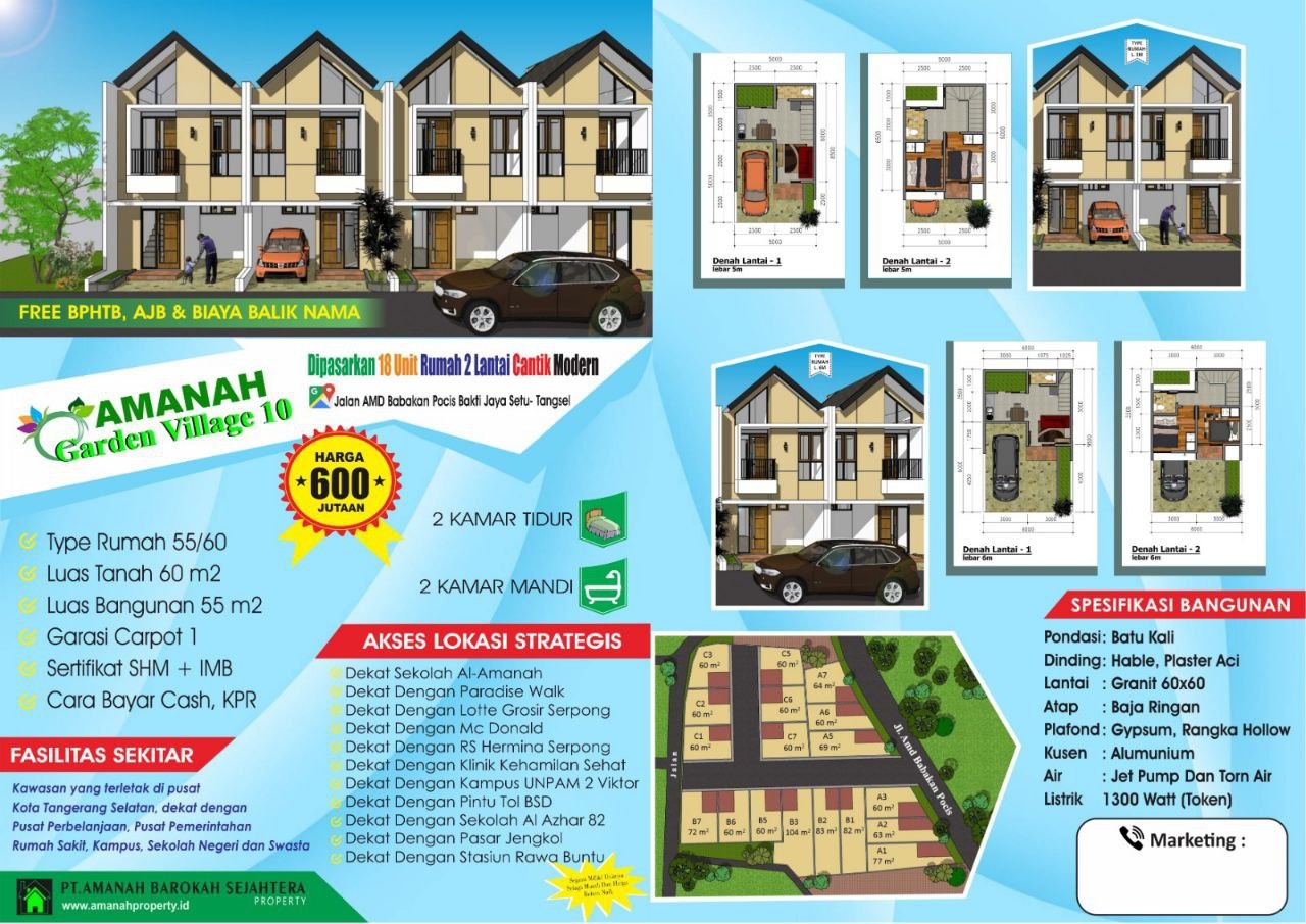 DIJUAL RUMAH 2 LANTAI HARGA 1 LANTAI DI POCIS TANGERANG SELATAN