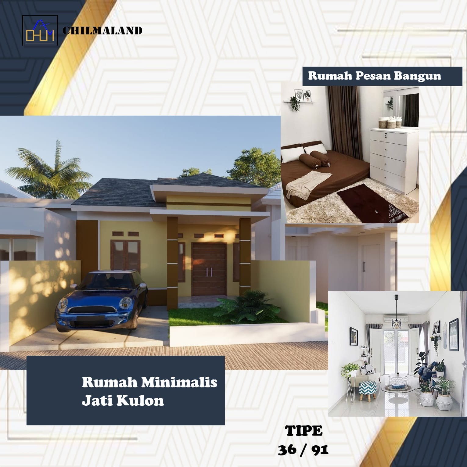 Dijual Rumah Pesan Bangun Type 36 Murah Desain Modern