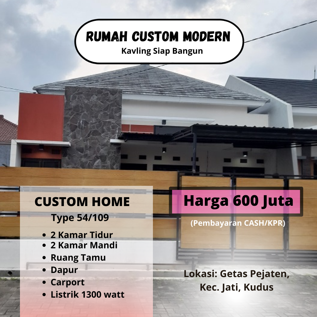 Dijual Rumah Desain Modern & Mewah di Getas Pejaten Kudus