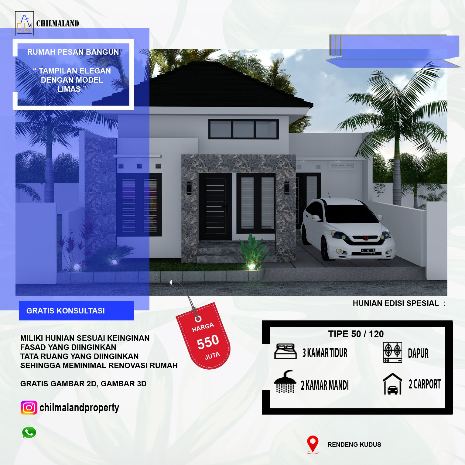 Dijual Rumah Elegan Model Limas di Rendeng Kudus