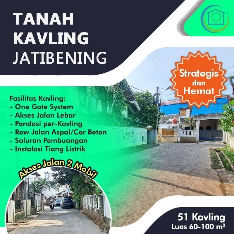 DIJUAL TANAH KAVLING SIAP BANGUN  DI JATIBENING 2 KM KE TOL JATIBENING