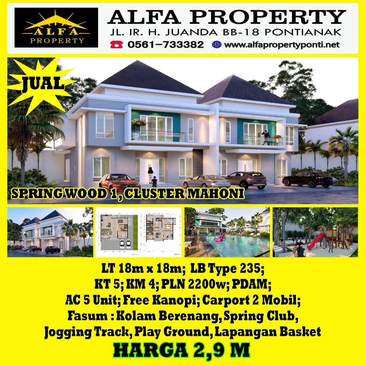 Dijual Rumah Spring Wood 1 Type 235 Pontianak Kalimantan Barat